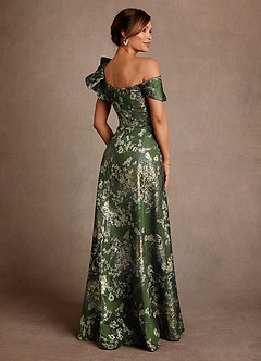 Azazie Des Moines Abiti per la Madre della Sposa Abito A-Line in Jacquard Floreale Monospalla Matcha Verde image2