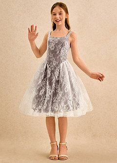 Azazie Cubbie Girls Formal Flower Girl Dresses Ganache A-Line Lace Dress image5