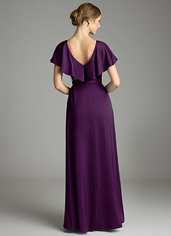 Azazie Lainey Vestidos de damas de honor Vestido de Uva de Satén Elástico de Corte en A con Con bolsillos image7