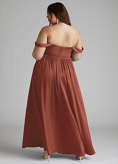 Azazie Morana Final Sale Auburn A-Line Off the Shoulder Stretch Satin Convertible Dress image14