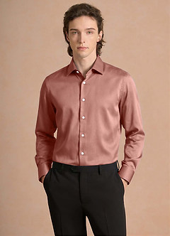 front Julian Rosette Stretch Satin Dress Shirt