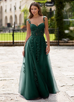 Dreamscape Dark Green A-line Prom Dress image3