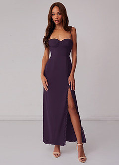 Barbie ♥ Azazie Bridesmaid Dresses Plum Sheath Corset Chiffon Dress image1