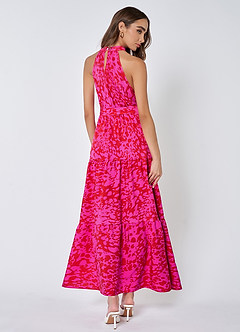 Endless Vacay Hot Pink Print Halter Maxi Dress image2