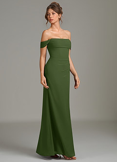 Azazie Jalice Bridesmaid Dresses Olive Mermaid Off the Shoulder Chiffon Dress image4