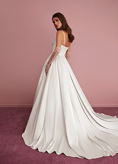 Barbie ♥ Azazie Abiti da Sposa Abito Principessa in Raso Elasticizzato Scollo a Cuore Bianco Diamante image4