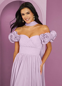 Barbie ♥ Azazie Vestidos de damas de honor Vestido de Lila Esmerilada de Gasa de Corte en A Convertible con Vestidos sin tirantes image5