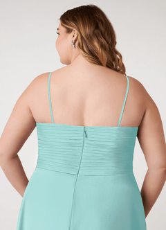 Azazie Arabella Allure Bridesmaid Dresses Aqua A-Line Sweetheart Neckline Chiffon Convertible Dress image15