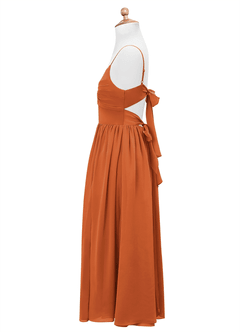 Azazie Zeya Junior Cinnamon A-Line Chiffon Dress image9