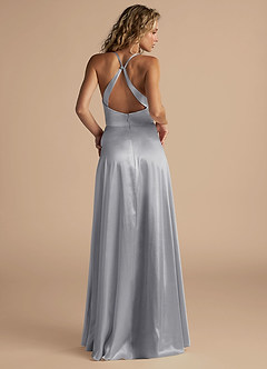 Azazie Davis Robes de demoiselle d'honneur Robe Trapèze en Satiné métallisé Plissée Argent image4