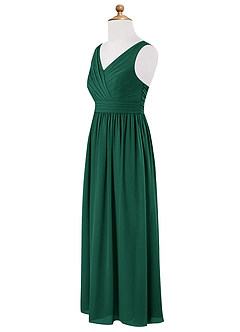 Azazie Kora Junior Emerald A-Line Pleated Chiffon Dress image10