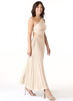 Azazie Kirra Bridesmaid Dresses White Alabaster A-Line One Shoulder Chiffon Dress image3
