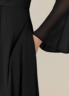 Azazie Teraso Mother of the Bride Dresses Black A-Line Pleated Mesh Dress image8