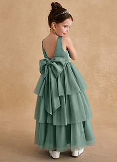 Azazie Megallie Final Sale Eucalyptus A-Line Bow Tulle Dress image1