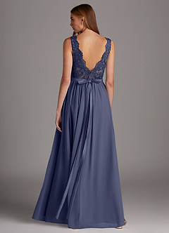 Azazie Elly Bridesmaid Dresses Stormy A-Line Lace Scoop Neck Chiffon Dress image2
