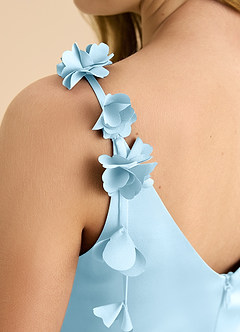 Azazie Gumdrop Junior Vestido de Azul Cielo de Satén Elástico de Imperio con Plisado image8