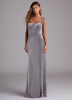 Azazie Junia Bridesmaid Dresses French Lilac Sheath Off the Shoulder Velvet Convertible Dress image1