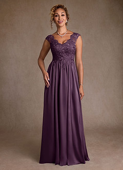 Azazie Amethyst Mother of the Bride Dresses Plum A-Line Lace Dress image4