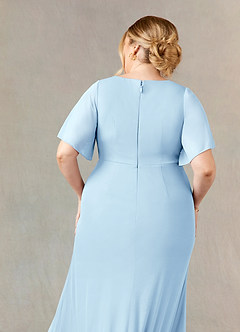 Azazie Selah Mother of the Bride Dresses Sky Blue A-Line V-Neck ruched Mesh Dress image7