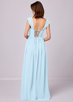 Barbie ♥ Azazie Robes de demoiselle d'honneur Robe Trapèze en Mousseline de soie Corset Bleu Ciel image11