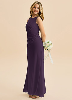 Azazie Floris Junior Robe Trapèze en Mousseline de soie Plissée Prune image5