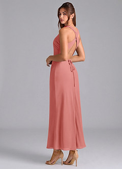 Azazie Evadne 신부 들러리 드레스 쉬스 주름진 쉬폰 발목 길이 드레스 image2