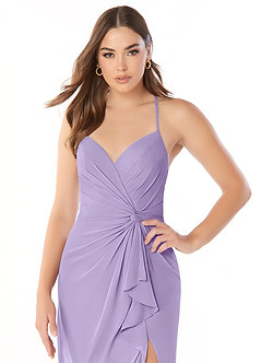Azazie Aribella Bridesmaid Dresses Lilac Sheath Ruched Chiffon Dress image5