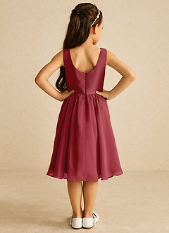 Azazie Ari Blumenmädchenkleider A-Linie ärmellos Chiffon Kleid Granatapfelrot image6