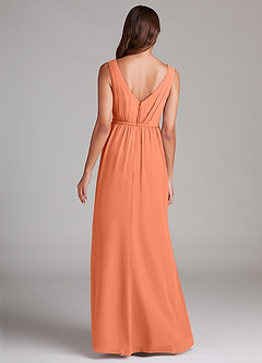 Azazie Tanicia Brautjungfernkleider A-Linie Plissee Chiffon Kleid Sonnenuntergang image7