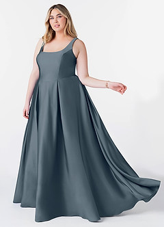 Azazie Neve Robes de demoiselle d'honneur Robe Princesse en Satin extensible avec poches Violet Crépusculaire image9