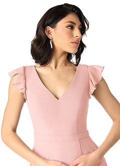 Azazie Claudine Robes de demoiselle d'honneur Robe Trapèze en Mousseline de soie Manche volante Rosette image4