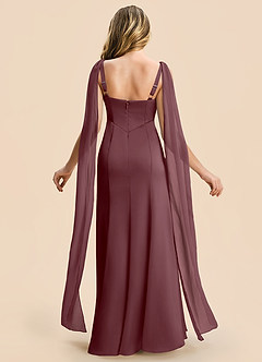 Azazie Chelsea Junior Sangria Sheath Pleated Stretch Satin Dress image2
