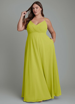 Azazie Amani Brautjungfernkleider A-Linie Plissee Chiffon Kleid Zitronengras image9