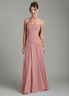 Azazie Gabriela Abiti da Damigella Abito A-Line in Chiffon Corsetto Rosa Polverosa image1