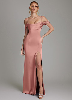 Azazie Nira Suknie dla druhen Syrena Gorset Satyna elastyczna Do ziemi Sukienka image4