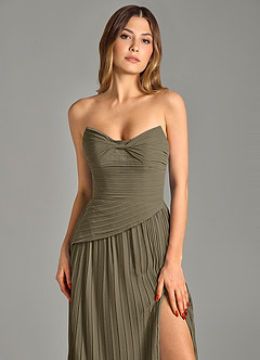Azazie Becka Bridesmaid Dresses Willow Green A-Line Strapless Chiffon Dress image6
