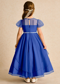 Azazie Duckie Abiti da Ragazza di Fiori Abito Principessa in Tulle Plissettato Blu Reale image5