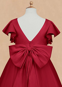 Azazie Kaeya Flower Girl Dresses Scarlet A-Line Bow Tulle Dress image8