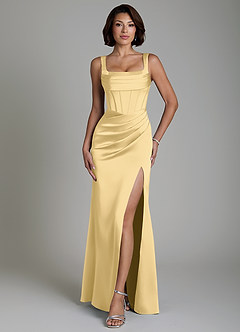 Azazie Amora Robes de demoiselle d'honneur Robe Sirène en Satin extensible Corset Beurre image1