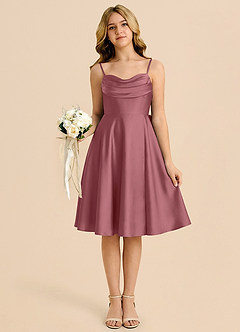 Azazie Bear Junior Desert Rose A-Line Sweetheart Neckline Stretch Satin Dress image6