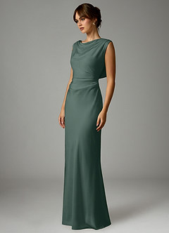 Azazie Kieryn Robes de demoiselle d'honneur Robe Sirène en Satin extensible Plissée Mousse De Mer image3