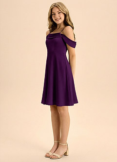 Azazie Anselie Junior Linia A Pofałdowany Satyna elastyczna Mini Młodsza druhna Sukienka image4