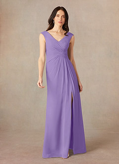 Azazie Sally Mother of the Bride Dresses Tahiti A-Line V-Neck Pleated Chiffon Dress image1