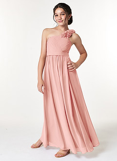 Azazie Flower Junior Agave A-Line Pleated Chiffon Dress image5