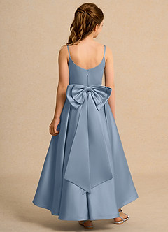 Azazie Sweets Girl Jurken voor bloemenmeisjes A-Lijn Jurk van Mat Satijn Geplooid Stoffig Blauw image2