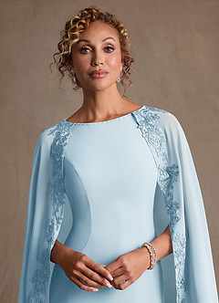 Azazie Artemisia vestidos de madre de la novia Vestido de Azul Cielo de Gasa de Corte Recto con Encaje image7