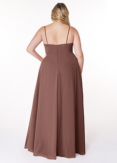 Azazie Moira Robes de demoiselle d'honneur Robe Trapèze en Mousseline de soie Décolleté Expresso image9