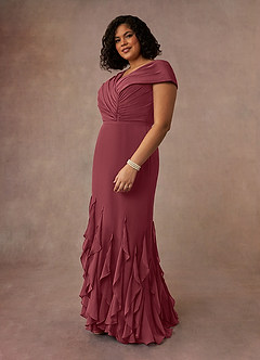 Azazie Bailora Mother of the Bride Dresses Merlot Mermaid Ruched Chiffon Dress image7