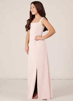 Azazie Renee Junior A-Linie Seitliche Cut-Outs Chiffon Kleid Blassrosa image3