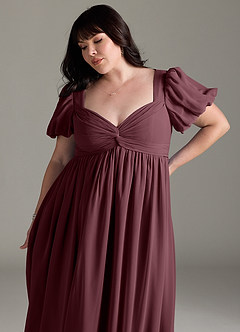 Azazie Madisynn Brautjungfernkleider für Schwangere Schleifen Chiffon Bodenlänge Kleid image9